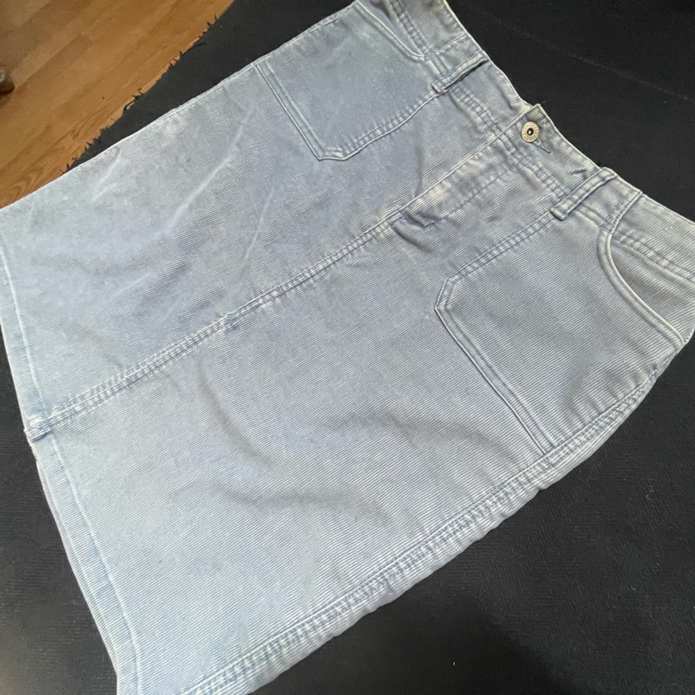 Express Light Blue Striped corduroy Skirt